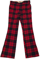 Vintage Wool Pants Mens 36x34 Red Tartan Lord Jeff Action Ease Wool Nylon 70's picture