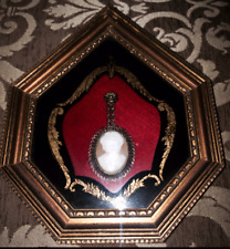 19th Century Antique Victorian Framed Cameos On Red Velvet Two are included  picture