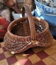 Antique Buttocks Basket MINIATURE EXCEPTIONAL Patina Carved Name 5 1/2×7 1/2