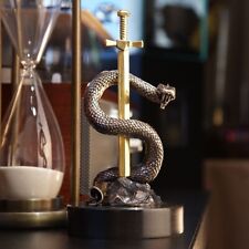 Snake Medical Symbol on Rod Art Figurine Bronze Gilding & Marble By Vizuri picture