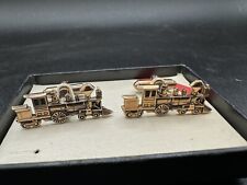 Vintage Hickok Steam Engine Train Cuff Links - Gold Tone - Never Used picture