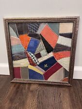 Beautiful Antique Folk Art Crazy Patchwork Quilt Dated 1901 Framed Americana picture