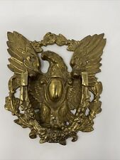 VINTAGE MASSIVE HEAVYWEIGHT SOLID BRASS AMERICAN EAGLE DOOR KNOCKER PATINA picture