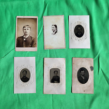 Lot of 6 Antique Cabinet Card and Tintype Photos - 19th Century Portraits picture