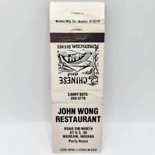 Vintage Matchbook John Wong Chinese Restaurant Warsaw Indiana  picture