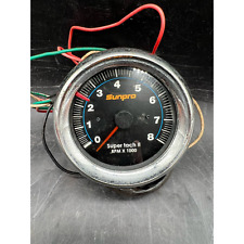 Vintage Sunpro Super Tach 2 RPM Meter Gauge x1000 Chrome Black Blue Tachometer picture