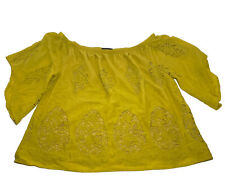 NEW Lane Bryant Mustard Yellow Plus Womens Off Shoulder Top Plus Size 14/16 picture