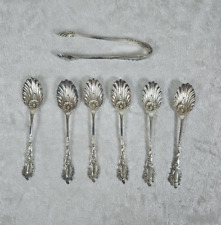 W&H Sterling Silver Serving Spoons Shell Shaped sugar clip vintage antique picture