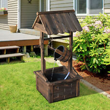 Wishing Well Wooden Outdoor Electric Water Fountain Backyard Decorative w/Pump picture