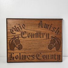 Amish Country Holmes County Ohio Horses Farmhouse Oak Wood Wall Hanging Handmade picture