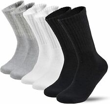 Lot 3-12 Pairs Mens Solid Sports Athletic Work Crew Cotton Socks Size 9-11 10-13 picture