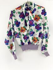 Vintage Ungaro Solo Donna Paris Blouse Women’s 44 Floral Silk Made In Italy picture