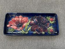 Moorcroft Pottery Anemone Pattern Trinket Dish / Pen Tray w/ Flowers Decoration picture