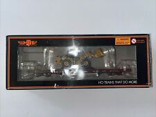 MTH Trains - HO Scale - 60’ Wood Deck Flat Car #610559 W/ Cat Loader - In Box picture