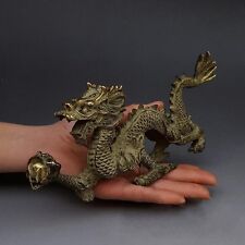 Chinese Fengshui Bronze Zodiac Year Dragon Dragons Animal Hold Bead Statue picture
