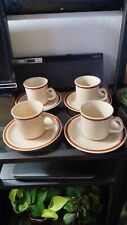 8 Pc Set Norwell Stoneware  Saucers Teacups Tan Brown picture