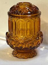 L E Smith Moon and Stars Fairy Lamp Amber Glass - 2 Piece -Large  6 1/2