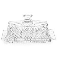 Dublin Crystal Glass Butter Dish w/ Lid Vintage Covered Butter Keeper Clear 8x4 picture