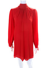 Badgley Mischka Ansley Long Sleeve Turtleneck Trapeze Shift Dress Red Size 4 picture