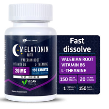 Healthfare Melatonin 20mg 150 Tabs With L-Theanine, Valerian Root & Vitamin B6 picture