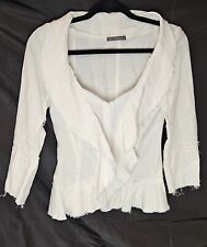 Easton Pearson Linen White Distressed Whimsical Blouse Size 6 picture
