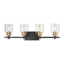 Rustic Four Light Vanity Light Fixture with Exposed Bulbs-Straight picture
