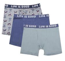 Life Is Good Men's Boxer Briefs Fly Pouch 3 PACK Blue Green Football M L XL picture