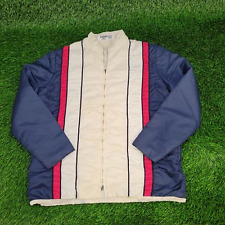 Vintage 70s MOD Colorblock Jacket Large White Blue Red Vertical Striped TALON picture