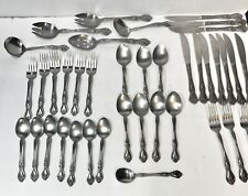 39 Pc Rogers Co Stanley Roberts Stainless Precious Rose Korea Set picture