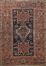 Antique Pre-1900 Vegetable Dye Traditional Geometric Hand-knotted Area Rug 5x6 picture