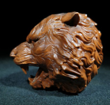 Rare Chinese old Boxwood Wood Hand Carving Carved Tiger head Statues figure picture