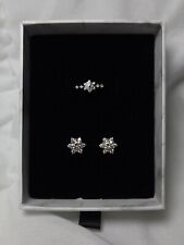 Dainty Snowflake Ring Size 7 Moissanite Snowflake Earrings Set Sterling Sliver  picture