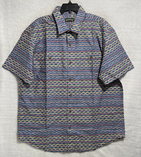 Orvis Button Shirt Mens XL Blue Western Geometric Short Sleeve Collar picture