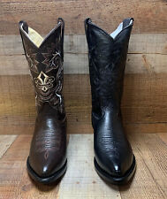 Mens Western Cowboy Black/ Brown Boots J-Toe Botas Genuine Leather Hombre Negras picture