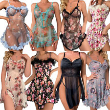 Floral Babydoll Nightgown Women Sexy Lingerie Lace Chemise Ruffle Sleepwear Gift picture
