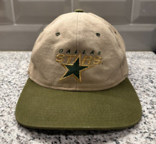 Vintage Dallas Stars Hat Beige Green Leather Strap Back NHL Hockey 90s Z Tag picture