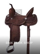 Western Deep Seat Barrel Leather Racing Pleasure Horse Saddle Tack Set  picture