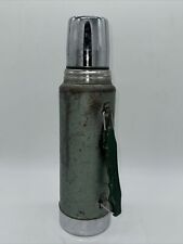 VTG STANLEY THERMOS ALADDIN Stainless Steel Green Retro Vacuum Quart A944DH Worn picture