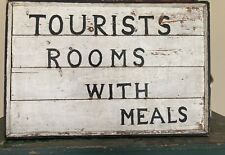 Antique Wooden Double Sided Tourists Rooms Meals Sign picture