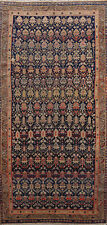 Pre-1900 Antique Vegetable Dye Malayer Navy Blue Hand-knotted Wool Area Rug 5x11 picture