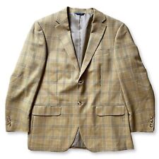 T Harris Wool Blazer Mens Size 42 Regular Beige Plaid Vintage Jacket Sport Coat picture
