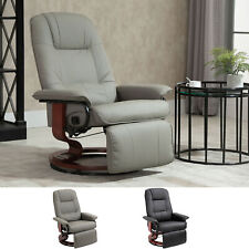 Faux Leather Reclining Lounge Chair Swivel Recliner Sofa Seat w/ Wooden Base picture