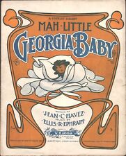 1902 MAH LITTLE GEORGIA BABY antique Jazz sheet music ARTIE HALL DEDICATION picture