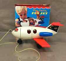 Vintage Fisher Price 1970 Fun Jet Little People Play Family #183 Airplane In Box picture