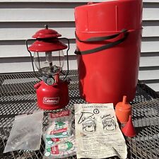 Vintage Red Coleman 200A 1974 Single Mantle Lantern 550 Globe with Lantern Caddy picture