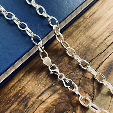 Real Solid 925 Sterling Silver Romy Rolo Oval Link Chain Necklace Made in Italy picture