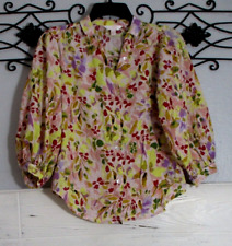 LC Lauren Conrad Women's Top Size XS 3/4 Sleeve Multicolored Floral Button Up picture