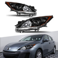 LH+RH Black Headlights Front Lamps Clear Lens For 2010-2013 Mazda 3 picture