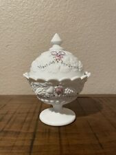 Vintage Hand Painted Westmoreland Milk Glass Covered Candy Dish 1960’s picture