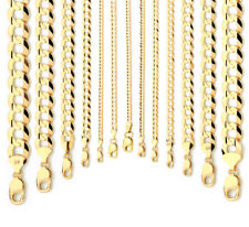 14k Yellow Gold 2mm-14mm Solid Curb Chain Necklace Bracelet Size 16